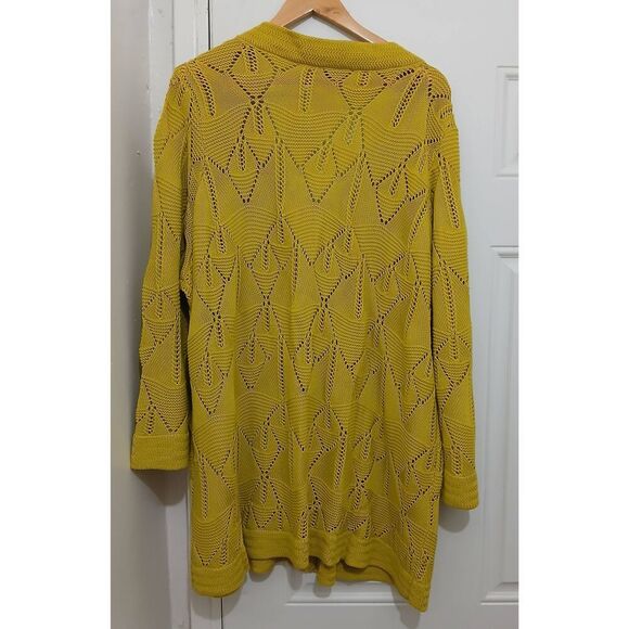 Joan rivers womens 3xl cotton open knit lime green cardigan summer spring fall - Picture 3 of 5